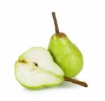 Sliced Green Pear Isolated On A White Background Stock Photo