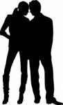 Silhouette Couple On White Stock Photo