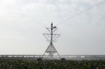 Irrigation Of Corn Field Stock Photo