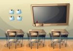 Cartoon  Illustration Interior Classroom With Separated Layers Stock Photo