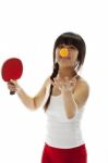 Lady serving pingpong Stock Photo