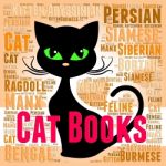 Cat Books Shows Kitten Knowledge And Feline Stock Photo