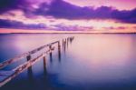 Cleveland Jetty At Sunset Stock Photo