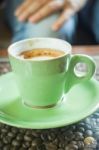 Hot Shot Of Espresso Macchiato Stock Photo