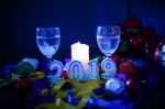 Glasses Of Champagne And New Year Decorations Stock Photo