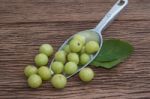 Fresh Indian Gooseberry On Wooden Background Stock Photo