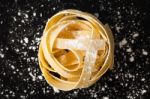 Fettuccine Pasta Italian Food Still Life Close Up Macro Stock Photo