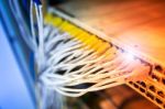 Fiber Optic With Servers In A Technology Data Center Stock Photo