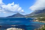 Beautiful Camps Bay Beach And Lion Head Mountain Chain Stock Photo