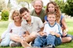 Portrait Of Happy Family Of Five Stock Photo