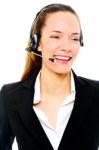 Businesswoman With Headset Stock Photo