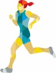 Female Triathlete Marathon Runner Low Polygon Stock Photo