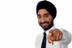 Indian Businessman Pointing At You Stock Photo