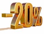 3d Gold 20 Twenty Percent Discount Sign Stock Photo