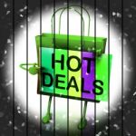 Hot Deals Shopping Bag Shows Discounts And Bargains Stock Photo