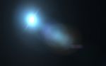 Beautiful Blue Digital Lens Flare In Black Background Horizontal Frame Stock Photo