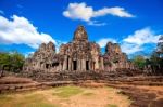 Ancient Stone Faces Of Bayon Temple, Angkor Wat, Siam Reap, Cambodia Stock Photo