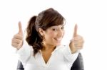 Business Lady Showing Thumbs Up Stock Photo