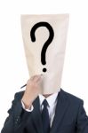 Businessman Head With Question Mark Stock Photo