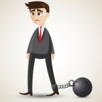 Cartoon Businessman With Imprisonment Stock Photo