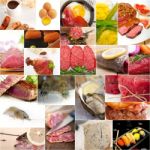 High Protein Food Collection Collage Stock Photo