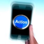 Action In Mobile Phone Shows Inspired Activity Stock Photo