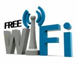 Boxed Free Wifi Internet Symbol Shows Coverage Stock Photo