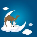 Man Praying And Camel On Cloud Stock Photo