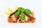 Hot Spicy Thai Cuisine Pork Salad Stock Photo