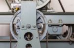 Elevator Shaft Maintenance. Cable Control Stock Photo