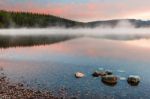 Dawn At Lake Mcdonald Near Apgar Stock Photo