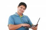 Man With Laptop Stock Photo