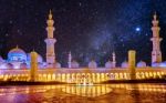 Sheikh Zayed Grand Mosque In Abu Dhabi, Uae At Night Stock Photo