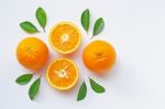 Fresh Orange Citrus Fruit Isolated On White Background Stock Photo