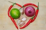 Spices, Form A Heart Shape Stock Photo