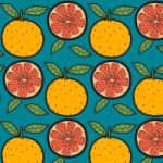 Oranges Fruit Pattern With Blue Background Stock Photo