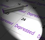 Depressed Calendar Displays Discouraged Despondent Or Mentally I Stock Photo