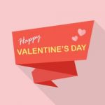 Happy Valentines Day On Flat Ribbon Stock Photo