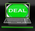 Deal Laptop Shows Online Trade Contract Or Dealing Stock Photo