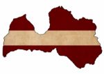 Latvia Map On Latvia Flag Drawing ,grunge And Retro Flag Series Stock Photo