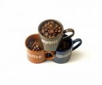 Coffee Cups With Coffee Beans Stock Photo