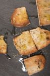 Toasted Bread With Olive Oil Stock Photo