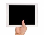 Hand Holding Tablet Computer Stock Photo