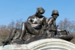 Statue On The Queen Victoria Memorial Outside Buckingham Palace Stock Photo