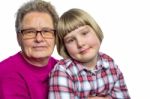 Dutch Granddaughter Sitting On Lap Of Grandmother Stock Photo