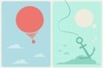 Hot Air Balloon And Anchor Background Stock Photo