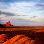 Sun Fading Over Monument Valley Stock Photo