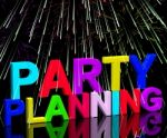 Party Planning Word With Fireworks Stock Photo