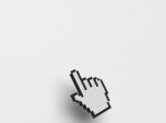 Cursor Hand On White Background Shows Blank Copyspace Website Stock Photo