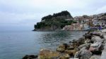 Look At The Town Of Parga And The Bay Stock Photo